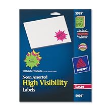 Avery 5995 Fluorescent burst laser labels, 2-1/4 diameter, 180/pack