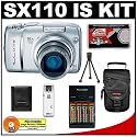Canon PowerShot SX110 IS 9.0MP Digital Camera (Silver) + Precision Design Accessory Kit