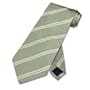SILK Neck Tie. Olive Green White/Yellow Diagonal Stripes necktie