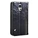 GMYLE Galaxy S5 Case, Book Case Vintage for Samsung Galaxy S5 - Black Classic [Crazy Horse Pattern] [PU Leather] Book Style Wallet Flip Case Cover