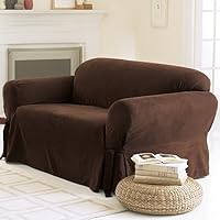 Soft Suede Loveseat Slipcover - Chocolate
