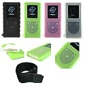Samsung K3 YP-K3JQB YP-K3JAB MP3 Player Premium Silicone Skin Case Cover with Removable Belt Clip and Adjustable Sports Armband - 4 Color Choices