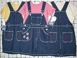 Girls's Sizes 4/5/6/6X Denim Embroidered Shortalls 2-PC Sets, (Prepack=24 Sets Assorted Sizes/Colors, Each $8.00)