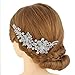 EVER FAITH 6 Inch Flower Leaf Bowknot Hair Comb Clear Austrian Crystal