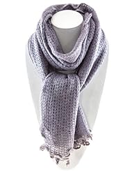 TRENDY FASHION WEAVED SCARF WITH RUFFLED END BY FASHION DESTINATION / (Grey)