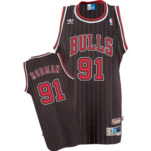 Dennis Rodman Chicago Bulls Adidas Throwback Black Swingman Jersey
