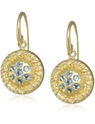 Renata de Dalmas Ornate Floral Motif Blue Topaz Earrings