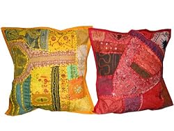 Christmas Gift-2 Embroidery Sari Toss Pillow Cushion Covers Free Shipping