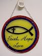 Christian Stained Glass Peace Faith Hope Love Fish Art