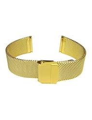 18mm Gold Tone IPG Stainless Steel Wire Mesh Bracelet Watch Band Strap