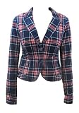 Hurley Women's Corduroy Navy Red Plaid Blazer