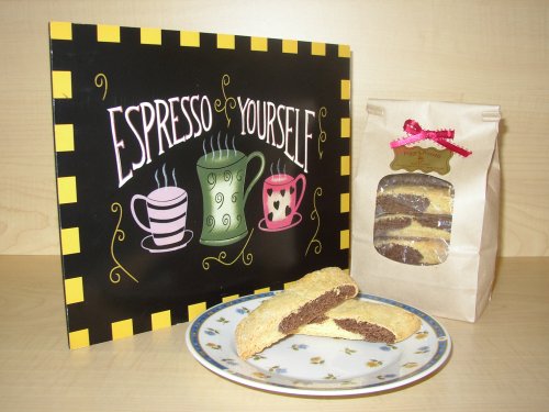 8 Piece Bag Organic Vanilla Chocolate Twist Biscotti by Peggy's Biscotti by Biscotti