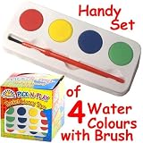 Pack of 6 - Water Colour Mini Paint Set with Brush - Ideal Loot Party Bag Stocking Filler