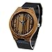 Topwell Zebra Wood Case Men' Watches with Black Genuine Leather Band Wooden Gift Wristwatches