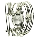New Ladies Womens White Dial Stainless Steel Band Silvered Color Elegant Bracelet Quartz Watch