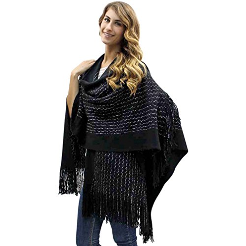 Luxury Divas Metallic Laced Knit Shawl Wrap