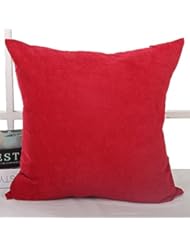 Home: Deconovo Corduroy Faux Velvet Home Decorative Pillow Case Cushion Cover, 18x18-inch, Red - Deconovo