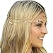 Suppion Fashion Chain Headband Head Shiny Piece Hair Band Tassels Gold