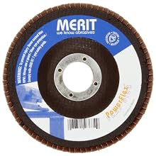 Merit Powerflex Contoured Abrasive Flap Disc, Type 29, Round Hole, Fiberglass Backing, Zirconia Alumina