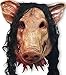 Halloween Festival Party Show Celebration Prop Bar Decoration Cos Cosplay Pig Head with Hair Animal Saw Mask Masquerade