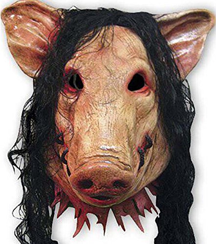 Halloween Festival Party Show Celebration Prop Bar Decoration Cos Cosplay Pig Head with Hair Animal Saw Mask Masquerade