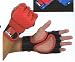 GTMA Leather MMA Mixed Martial Arts Grappling Gloves with 2 Tone - Red with Black Trim