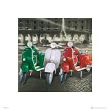 Posters: Vespas Poster Reproduction - Drapeau D`Italie (40 x 40 cm)