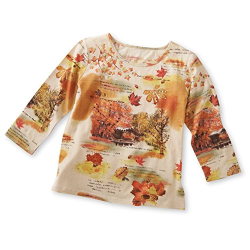 Collections Etc Women's Fall Covered Bridge Sequin 3/4 Sleeve Top