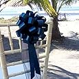 Navy Blue Wedding Pull Bows with Tulle Tails - 8" Wide, Set of 6