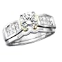 14K Two Tone Gold 1 ct. Princess and Round Brilliant Cut Diamond Engagement Set
