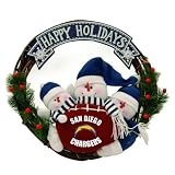 20" NFL San Diego Chargers "Happy Holidays" Triple Snowmen Christmas Wreath