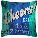 Cheers ! Eat Drink Merry Cushion -Martin Wiscombe Cushions