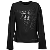 NASCAR #88 Dale Earnhardt Jr. Youth Girls Black Shadowed Long Sleeve T-shirt (Large)