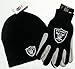 Oakland Raiders NFL Licensed Black Knit Beanie and Utility Glove Set Hat Gift