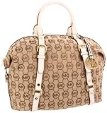 Michael Michael Kors Bedford Monogram Large Satchel Beige Vanilla