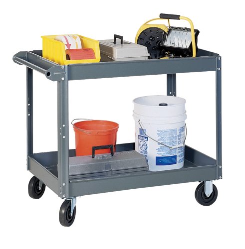 Edsal SC6000 24-Inch Wide by 36-Inch Length Heavy Duty Two-Shelf Service Cart, Grey