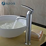 AZOS 洗面器の蛇口 黄銅製 銀色 単穴 台付 冷熱混合水栓 MPDKZ117