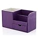 KINGFOM™ Wooden Struction Leather Multi-function Desk Stationery Organizer Storage Box Pen/Pencil,Cell phone, Business Name Cards Remote Control Holder Colors (purple)