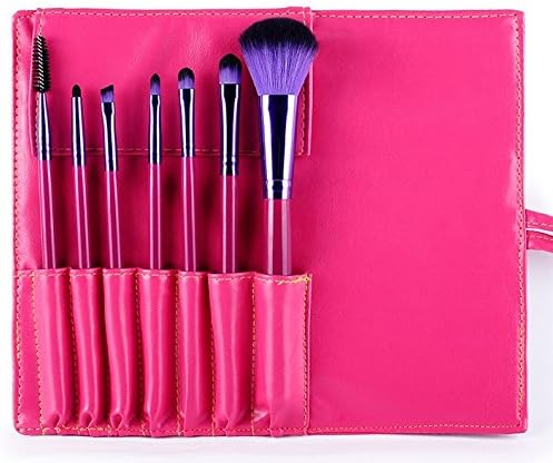 LifeJoy ７Pcs Pink Rod Makeup Brush Cosmetic Set Kit with Travel Case
