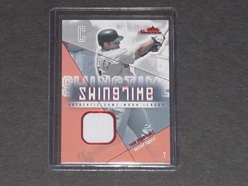 2005 Fleer Showcase Swing Time Jersey Red IR Ivan Rodriguez Detroit Tigers(Piece of Authentic Game Worn Jersey - Serial #D To 610 - Baseball Cards)