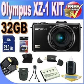 Olympus XZ-1 10 MP Digital Camera with f1.8 Lens and 3-Inch OLED Monitor (Black) + Extended Life Battery + 32GB SDHC Class 10 Memory Card + USB Card Reader + Memory Card Wallet + Deluxe Case w/Strap + Shock Proof Deluxe Case + Mini HDMI to HDMI Cable + Accessory Saver Bundle!