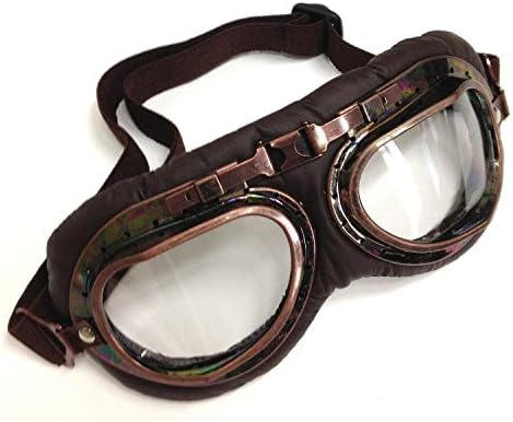 Motorcycle Motorbike Leather Helmet Goggle (Brown)