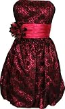 Strapless Lace Overlay Satin Bubble Prom Dress