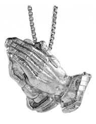 Sterling Silver Praying Hand Pendant, 1 inch