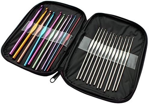 TIOABU 22pcs Mixed Aluminum Handle Crochet Hook Knit Needle Weave Yarn Set