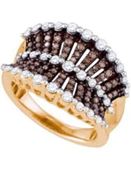 1.12 cttw 10k Rose Gold Cognac Diamond Ladies Fashion Cocktail Right Hand Ring (Real Diamonds: 1.12 cttw, Ring Sizes 4-10)