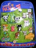 Littlest Pet SHop Exclusive 10 Pack Set with 2 Panda, Bulldog, Hermit Crab, King Frog, Brown Puppy, Mouse, Cat, Tan Kitty, Pig Plus Bonus 2 Pencil Topper