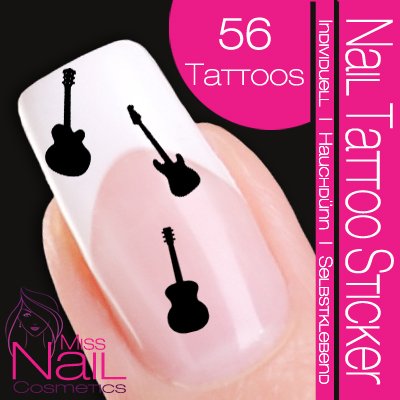 Nail Tattoo Sticker Musik / Noten - Gitarre schwarz Preisvergleich