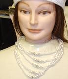 Five Strand Simulated White Pearl Necklace and Earrings for Women and Teens