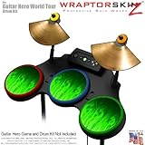 Fire Green Skin by WraptorSkinz fits Guitar Hero 4 World Tour Drum Set for  ....